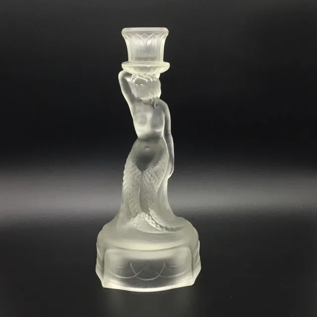 Walther & Sohne Nymph Candlestick Art Deco Mermaid Frosted Clear Glass