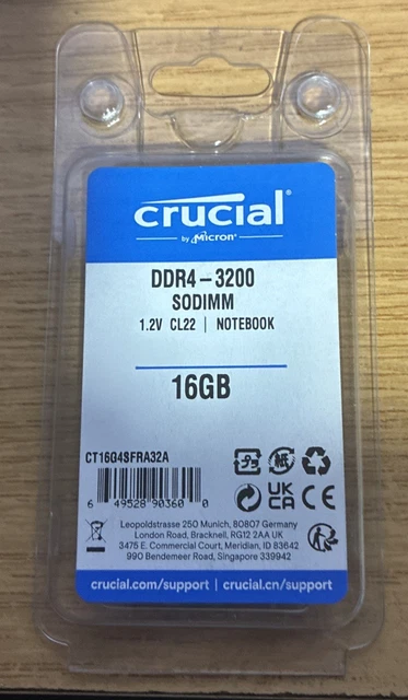 Barrette RAM Crucial DDR3/DDR4 SO-DIMM Pour Portable - 4Go, 8Go, 16Go - Neuf