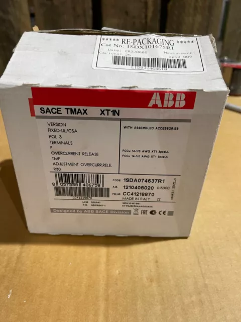 Abb Sace Tmax Xt1 N 125 Frame Xt1N 30 Amp Trip 3 Pole Circuit Breaker R30