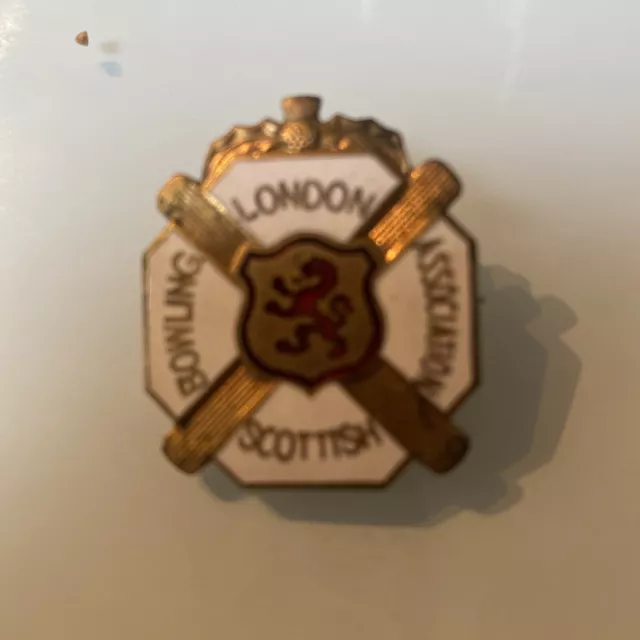 Vintage Brass And Enamel Badge - London Scottish Bowling Association