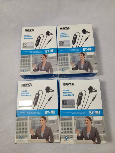 BOYA BY-M1 Omni Lavalier Microphone for smart Phones, DSLR, PC Lot Of 4 NEW