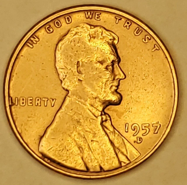 RED BU 1957-D LINCOLN WHEAT PENNY Denver Mint Uncirculated Cent