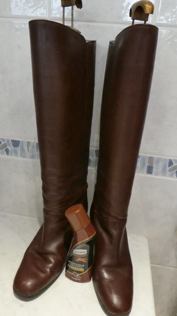 Magnifiques  Bottes Femme Vintage "Tout Cuir"  Marron Made In Italy Pointure 37