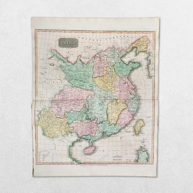 Antique 19Th Century World Atlas Map John Thomson 1814 Asia China Chinese