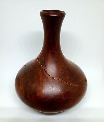 Original "Lilac" Hard Wood Hand Carved Signed Vase - Lane Phillyn June 1990 #158