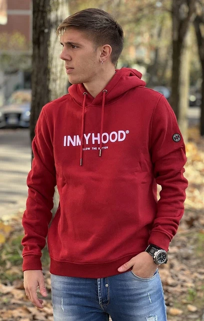 Felpa Uomo Donna Con Cappuccio Logata Inmyhood Rosso -Saldi Da €.64
