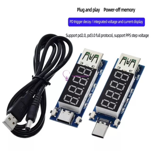 Type-C PD Quick Charge Trigger Module DC Digital Display Voltage Current Meter E