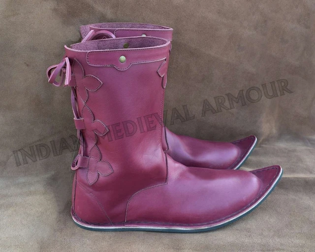 Chaussures en cuir à bout long Renaissance Chaussures de GN botte mi-haute...