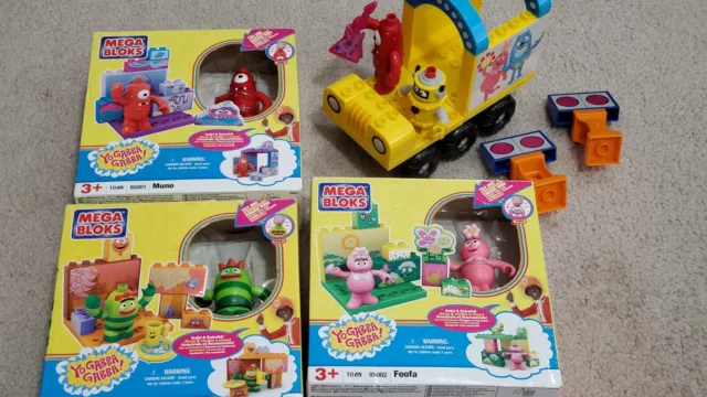 Lots of Yo Gabba Gabba Mega Bloks Toys Plex Buggy Boombox Foofa Toodee  Brobee and Muno Land Toys 