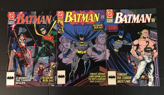 Batman #467 #468 #469 DC Comics 1991 “Shadow Box” COMPLETE Story Arc VF/NM