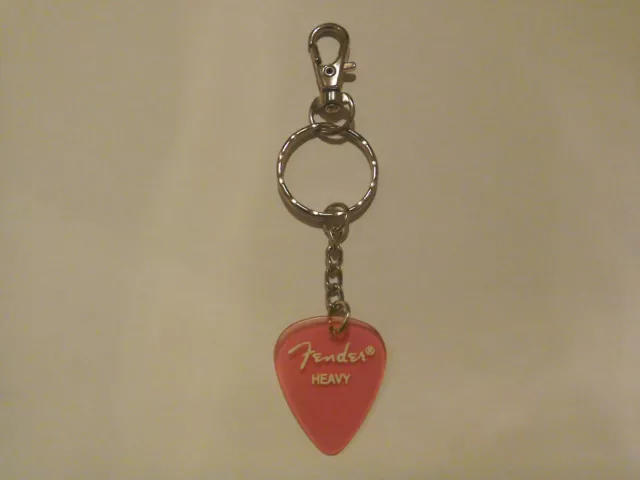Pink Fender Guitar Pick Key Ring Chain - Very Good Quality Plectrum & Cool Gift!