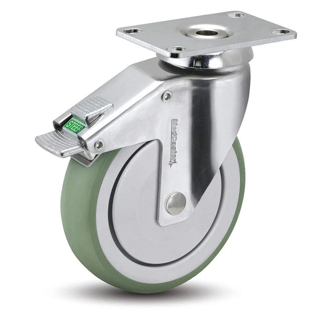 MEDCASTER SS03AMX125DLTP01 Plate Caster,Swivel,3" Wheel Dia.