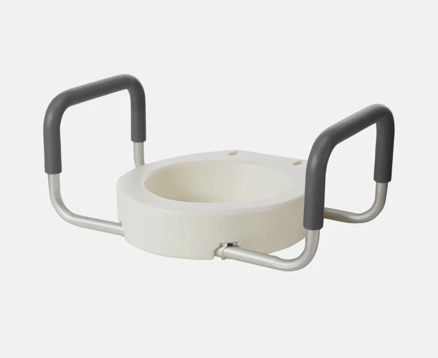 DRIVE MEDICAL RAISED NonElongated Toilet Seat Lift Riser Safety Rails