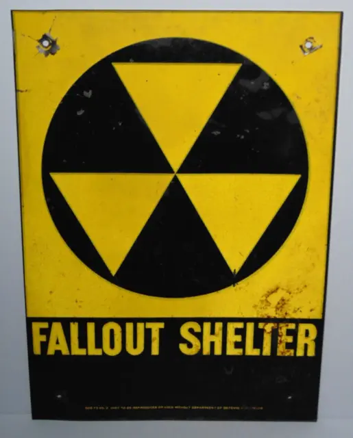 Authentic Original 1950s US GOVERNMENT RADIOACTIVE FALLOUT SHELTER VINTAGE SIGN