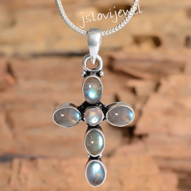 Pendentif Croix En Argent 925 Avec Améthyste - Collier Chaîne Serpent 18 Pouces - Bijou Religieux