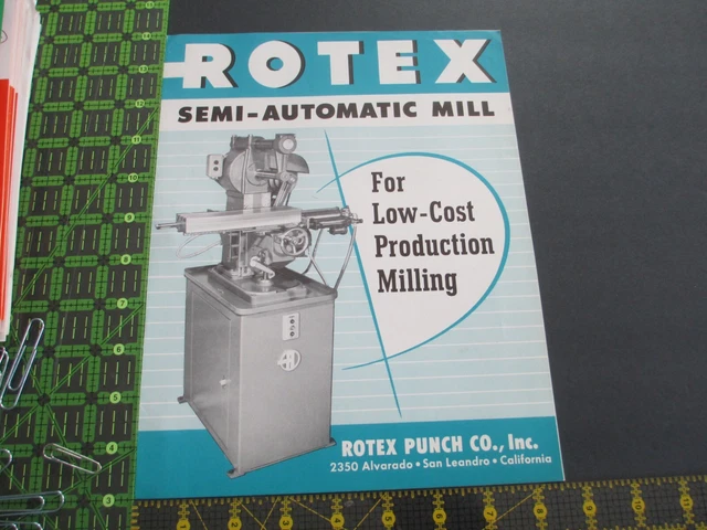 ROTEX SEMI-AUTOMATIC MILL MILLING Machine Brochure Specs B63 $10.00 ...