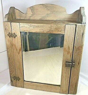 Antique Vintage Rustic Wood Bathroom Cabinet/ Medicine Chest w/ Beveled Mirror