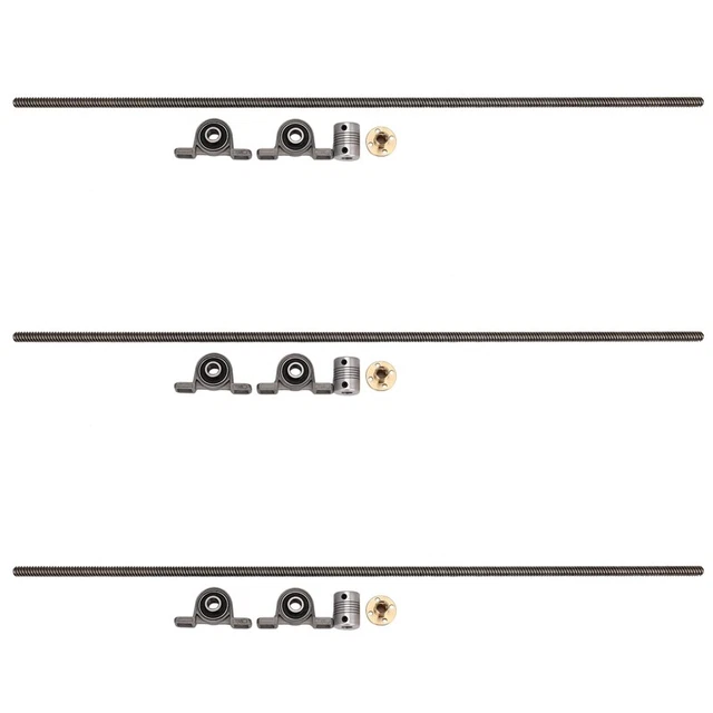 3X T8 8mm 500mm Threaded Rod with Nut Standing Bearing Mounted CNC Set for 3D-DX3O8