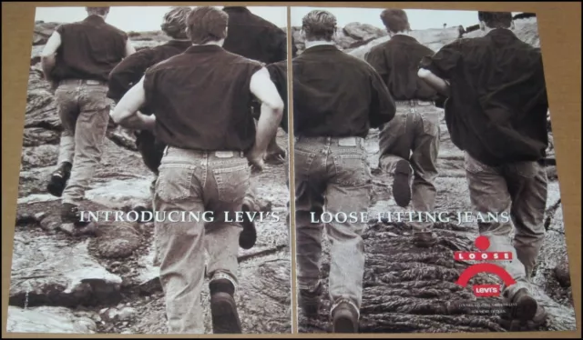 1992 Levi's Loose Fitting Jeans 2-Page Print Ad Advertisement Vintage