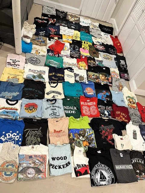 BIG Lot 90+ VTG 1970s-Y2K Tshirt Graphic Tee Estate USA Single Stitch Mens Youth
