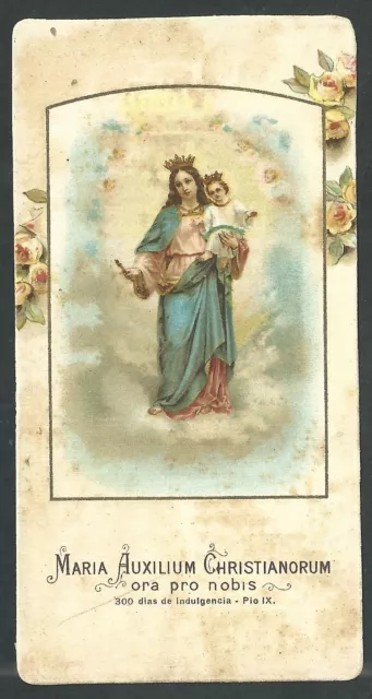 Estampa antigua Virgen Maria Auxiliadora andachtsbild santino holy card santini