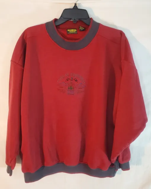 Vintage Oshkosh B'Gosh Men's XL Red Long Sleeve Crew Neck Sweatshirt Embroidered