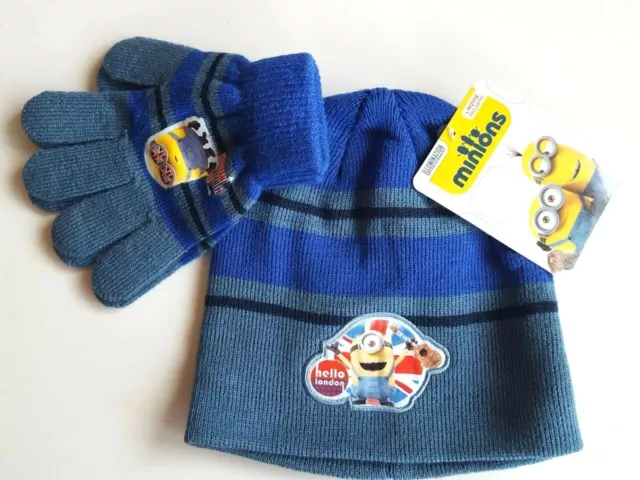 minions hat and gloves set boys illumination