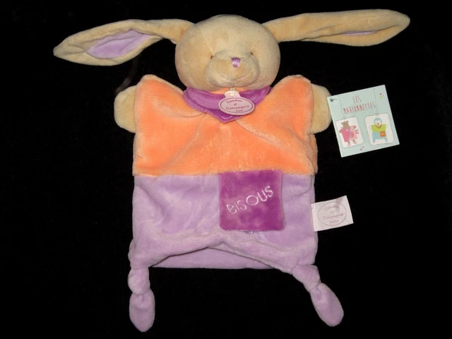 Doudou & Compagnie Marionnette Secret Lapin Bisous saumon et violet parme DC2784