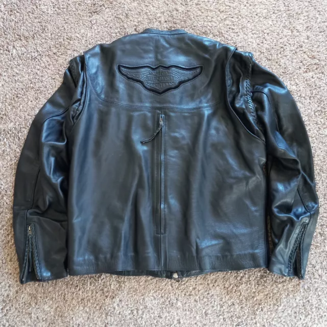 HARLEY DAVIDSON WILLIE G Convertible Leather Jacket Black Usa Men's Xl ...