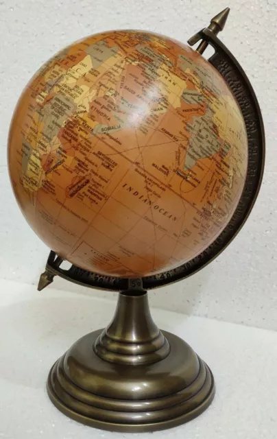 Nautical Antique Replogle Globe World Classic Series Raised Metal Base Decor