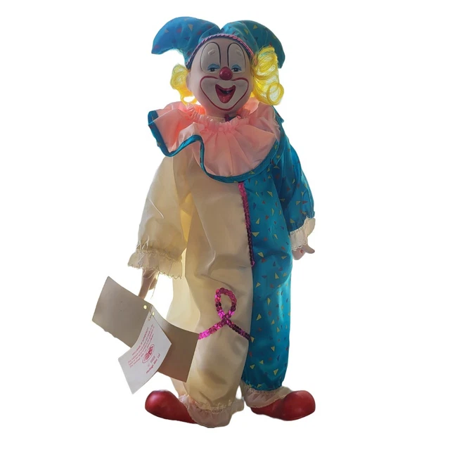Vintage Heritage Mint Ltd Chester the Jester D-41 Clown Porcelain Doll 1989 16”
