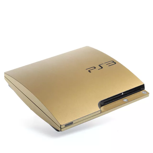 Textured Brushed Gold Skin For PS3 SONY PLAYSTATION 3 SLIM Decal Wrap Sticker