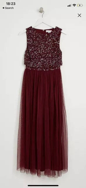 ASOS Bridesmaid Dress Embellished Maroon Red Burgundy