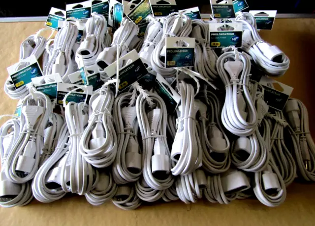 Joblot 47 Euro Extension Cable 2 Pin Euro Male to 2 Pin Euro Female Straight 3m