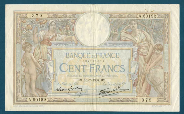 FRANCE - 100 FRANCS L.O MERSON Fay n° 25. 26 du 15-7-1938.BM en TTB   A.60192