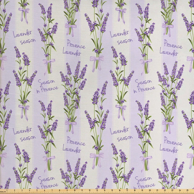 Lavendel Gewebe als Meterware Streifen und Blumen