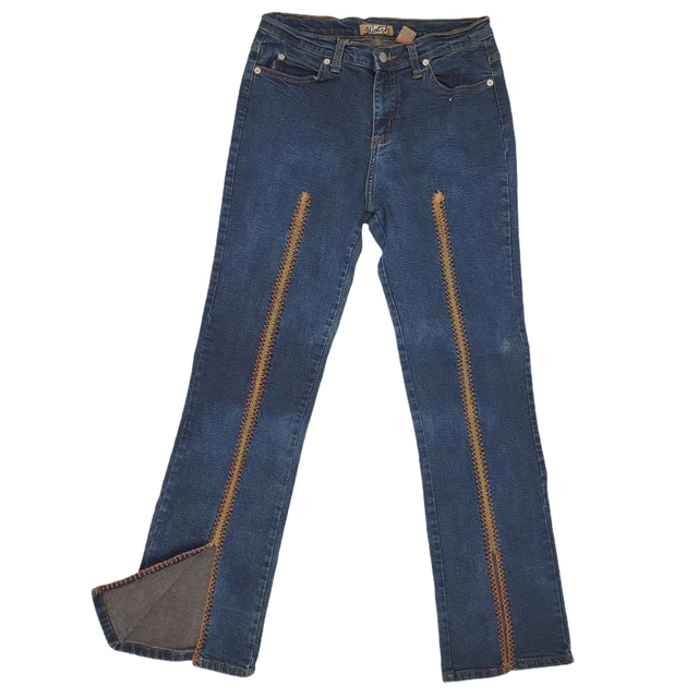 Watch LA Vintage 90s Embroidered Blue Dark Wash Mid Rise Split Hem Jeans 30 Watch LA Vintage 90s Embroidered Blue Dark Wash Mid Rise Split Hem Jeans 30