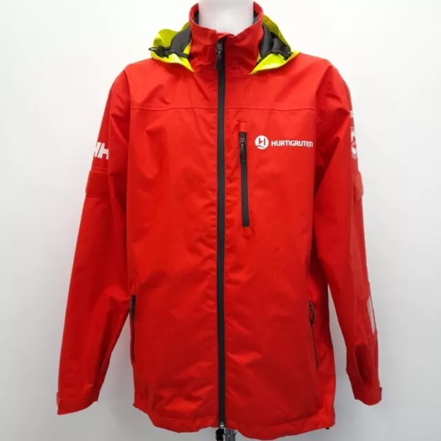 Helly Hansen Hurtigruten Jacket Mens XL Red Hooded Waterproof Sailing RMF05-RP