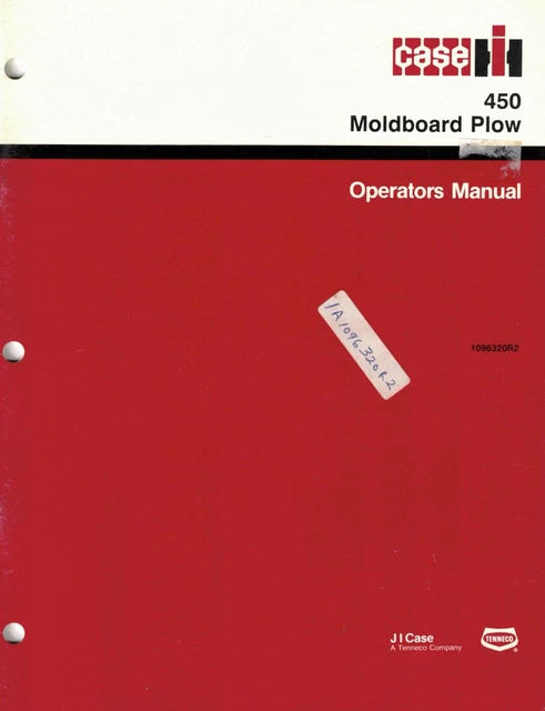 Case/Ih 450 Four Furrow Moldboard  Mounted Plow Operator's   Manual "New"