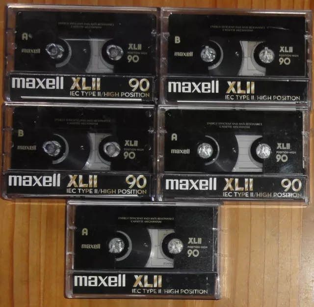 5 maxell XL II IEC Type II 90 Musikkassetten Audiokassetten Tonband Kassetten