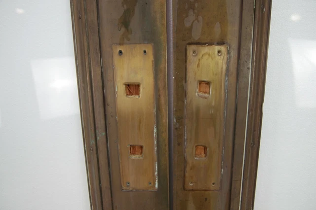 Antique 1 Lite Brass Commercial Double Doors 83 x 62.5 4