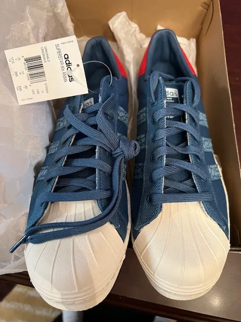 Adidas Pantofi SUPERSTAR 80S ANIMAL ODDITY #S75004 Blue w/Red back logo New 11.5