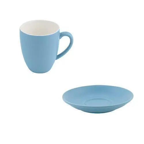 6x Coffee Mug & Saucer Breeze Blue 400mL Bevande Tea Mugs Hot Chocolate