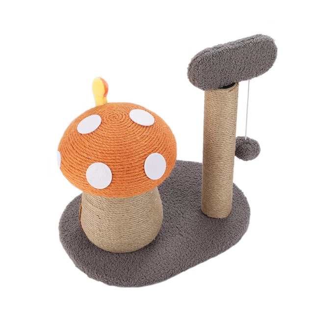 Sisal Climbing Post Cat Scratching Post Cute Mushroom Funny Ball Scratcher Tower