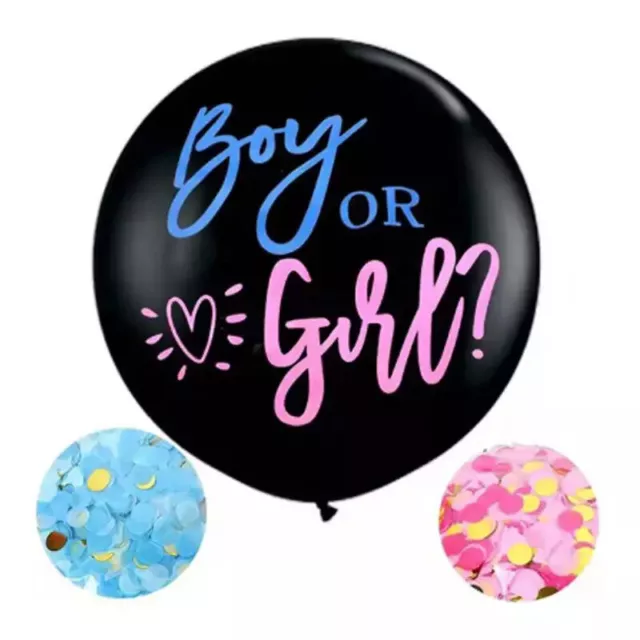 36" Giant Premium Gender Reveal Balloon Baby Girl Pink Or Boy Blue Confetti