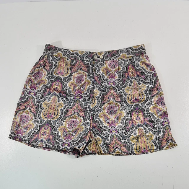 Vintage Christian Dior Monsieur Silky Satin Polyester Paisley Pajama Shorts Sz L