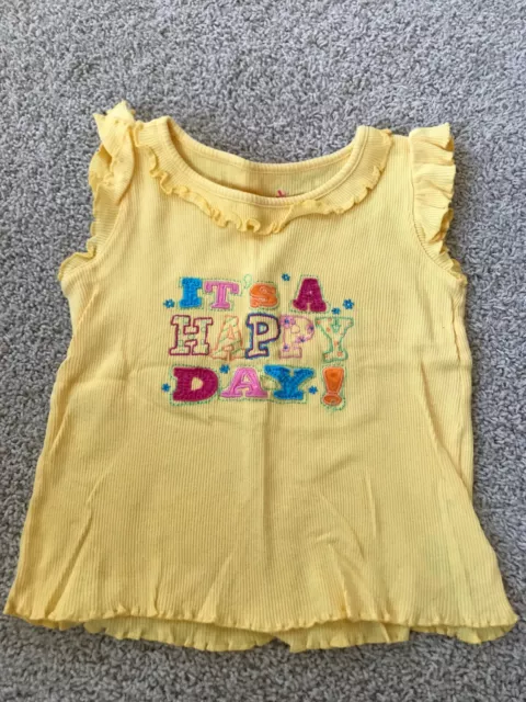 Okie Dokie Toddler Girls Yellow ‘It’s A Happy Day!’ Shirt Size 3T EUC