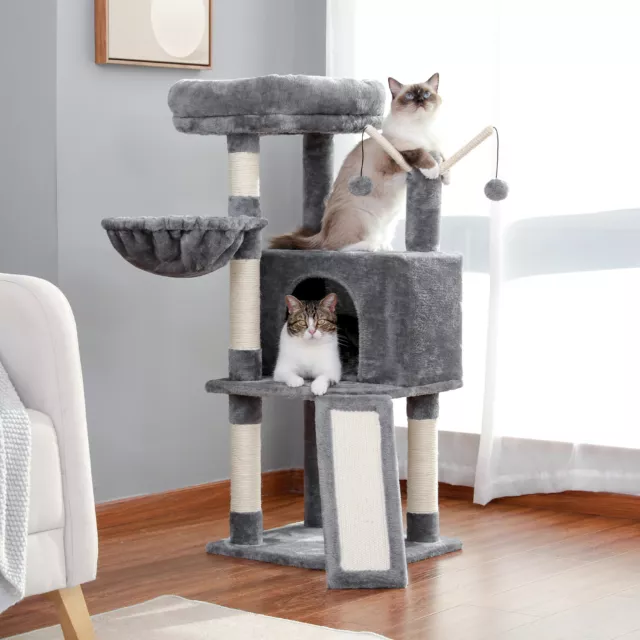 PETEPELA Cat Tree Tower Scratching Post Condo House with Hammock Cat Bed Toys