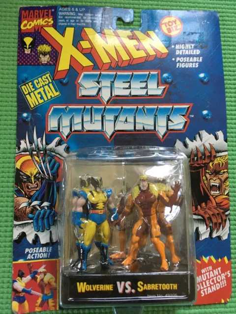 Marvel Comics X-Men Steel Mutants Action Figures Wolverine Vs Sabretooth 1994