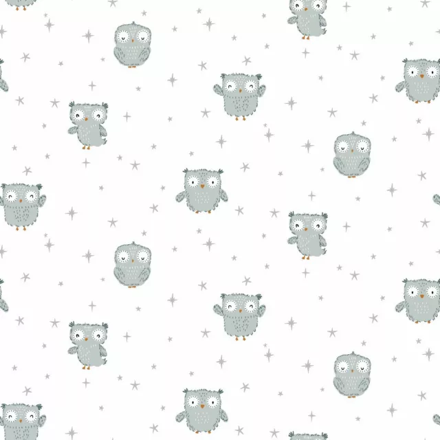 Flannel Cotton Owl On White 59 1/8x57 1/8in